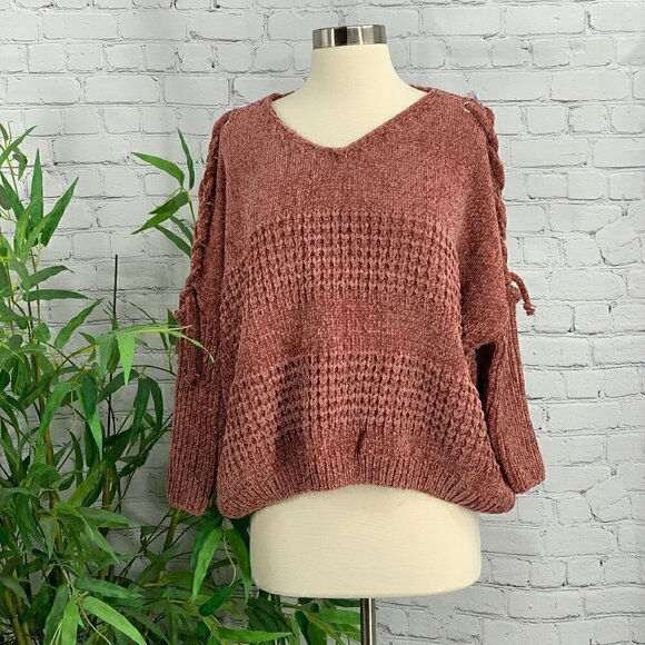 Renjo Sweaters - Renjo Mauve Super Soft Knit Chenille Sweater